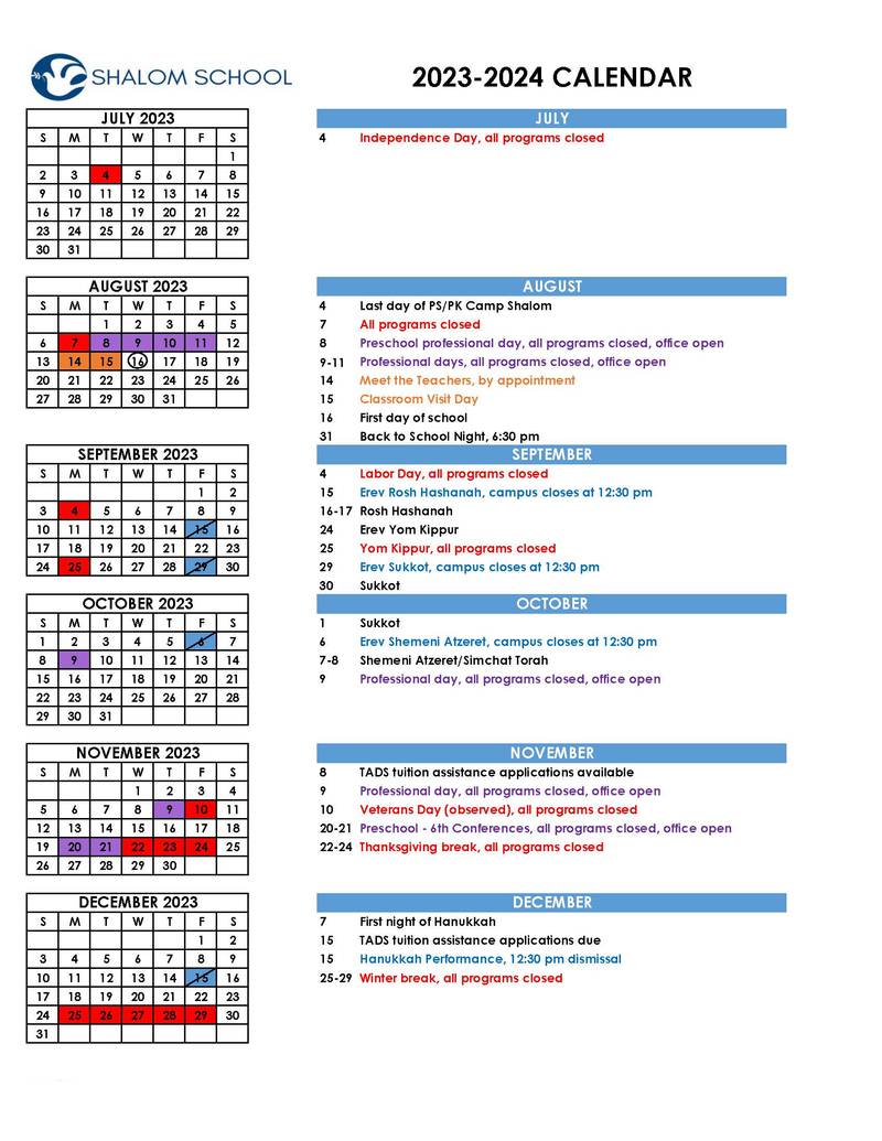 calendar-shalom-school